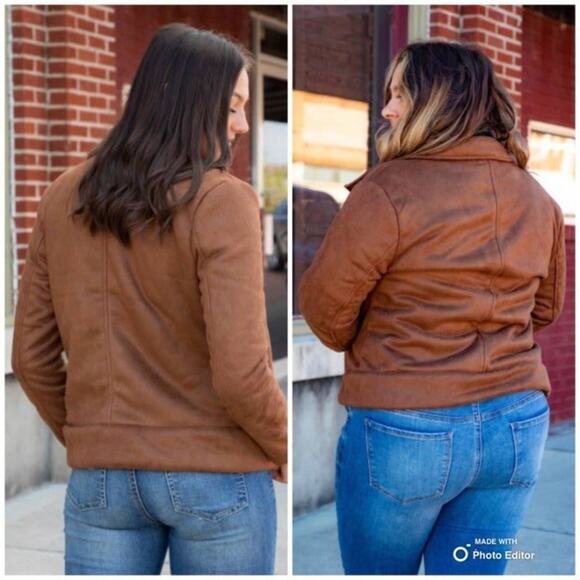 L&B Tan Sherpa Lined Suede Jacket 3XL - Picture 2 of 7